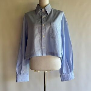 R13 Cropped Oversized Button Down Top - sz L